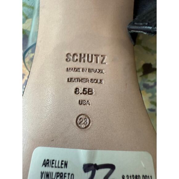 Schutz Ariellen Vinyl Rhinestone Chunky Triangle Platform Heel Sandals size 9.5 - Picture 6 of 8